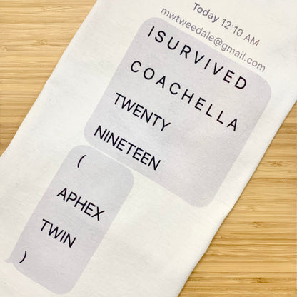 Gildan T Shirt with Aphex Twin Coachella 2019 Graphic Text Message cool clean graphic