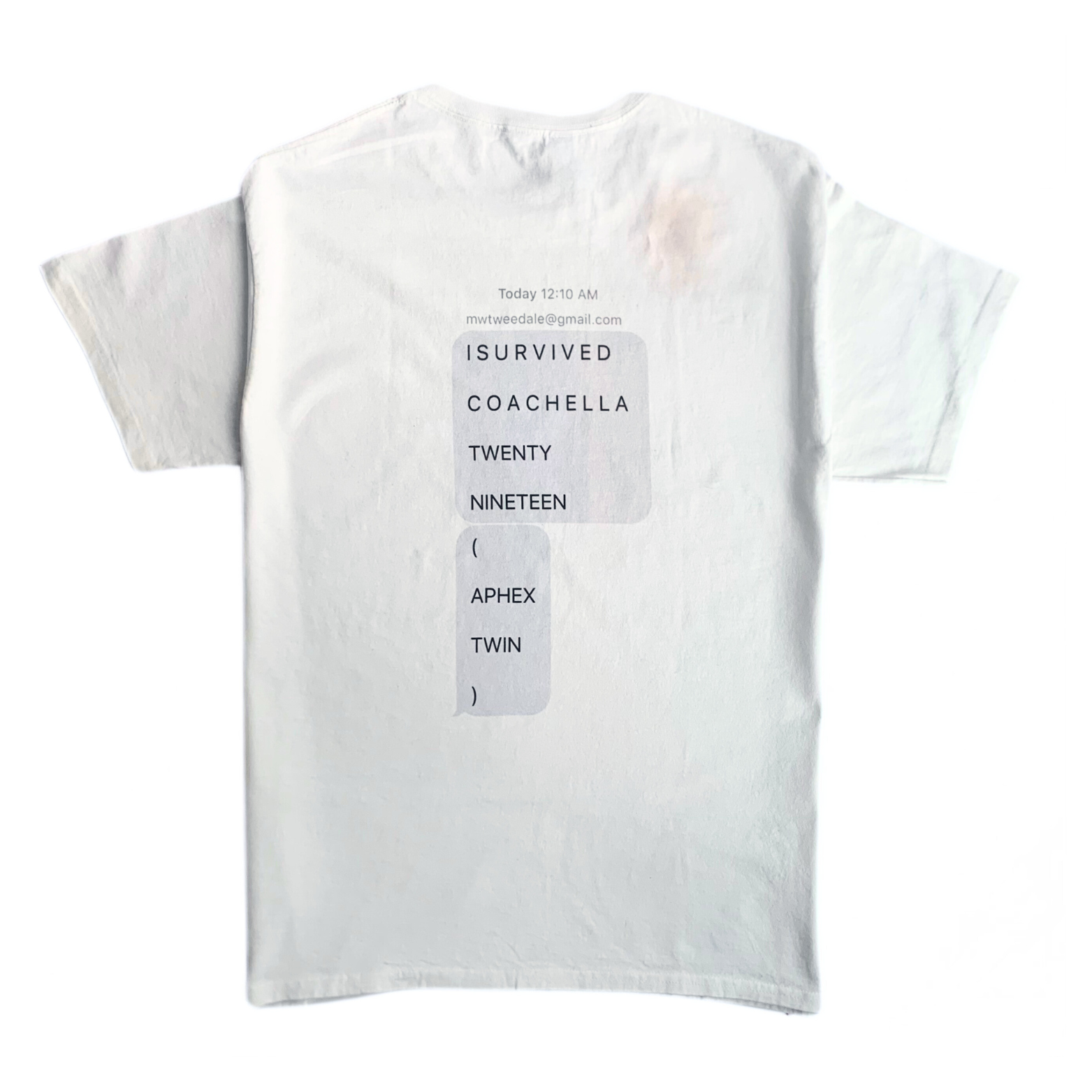 Gildan T Shirt with Aphex Twin Coachella 2019 Graphic Text Message cool clean graphic