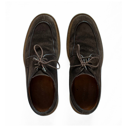 Giorgio Armani Lace Up Derby in Cocoa Brown Suede