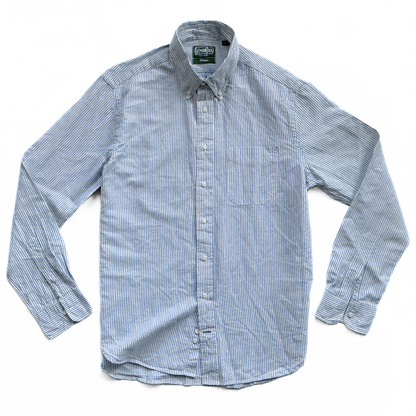 Gitman Vintage Striped Seersucker Linen Shirt in Blue / White