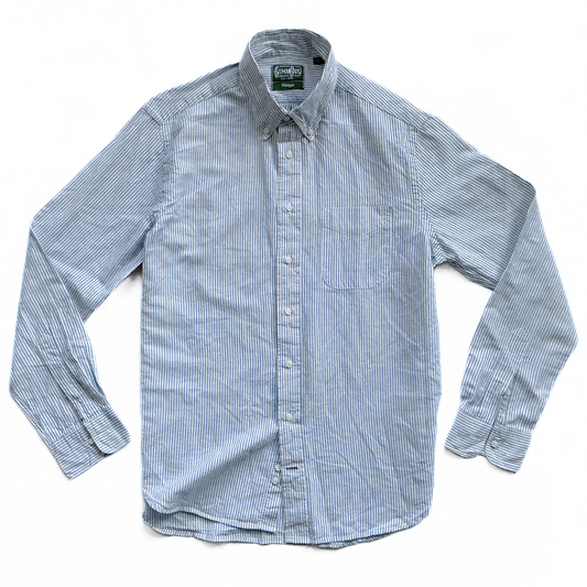 Gitman Vintage Striped Seersucker Linen Shirt in Blue / White