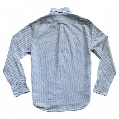 Gitman Vintage Striped Seersucker Linen Shirt in Blue / White