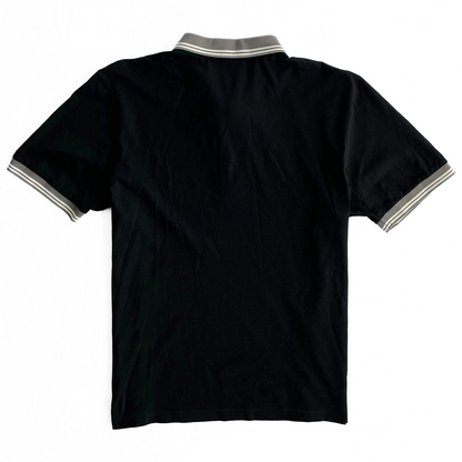 Gran Sasso for Syd Jerome Ribbed Half Zip Polo Shirt in Black / Beige / White