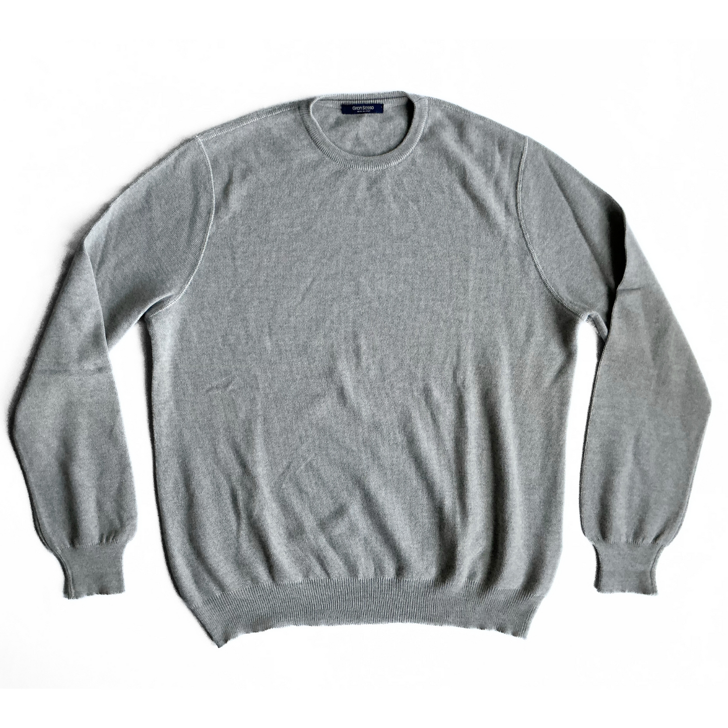 Gran Sasso Ribbed Wool Sweater in Light Grey
