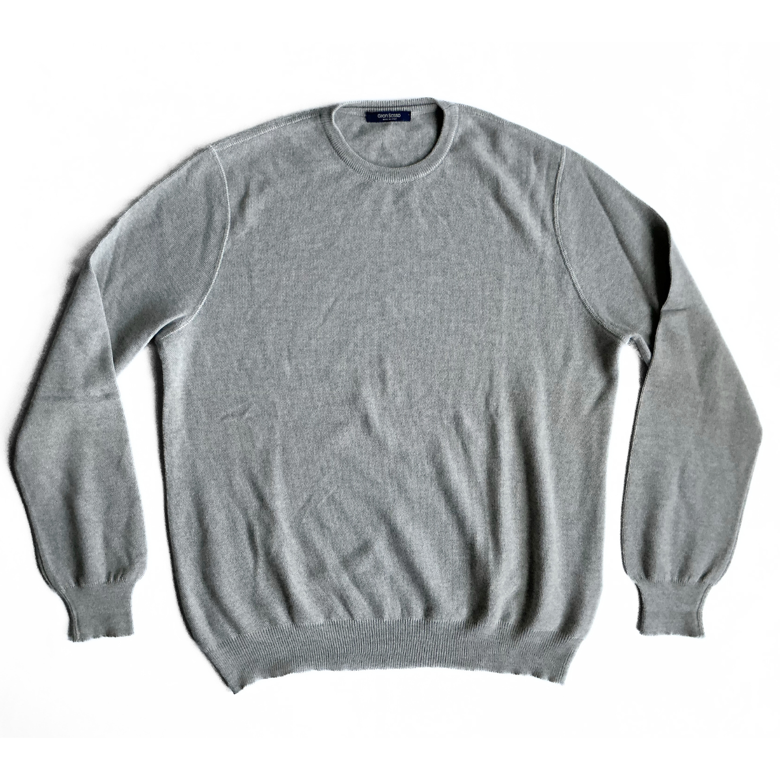 Gran Sasso Ribbed Wool Sweater in Light Grey