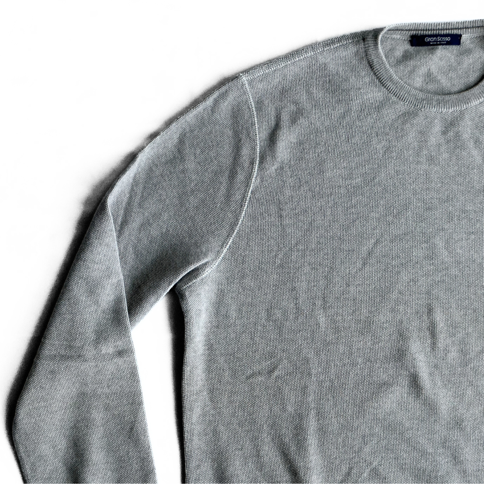 Gran Sasso Ribbed Wool Sweater in Light Grey
