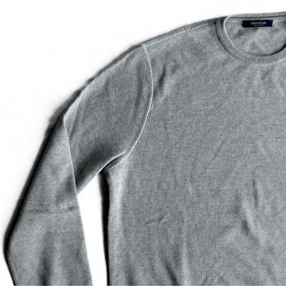 Gran Sasso Ribbed Wool Sweater in Light Grey