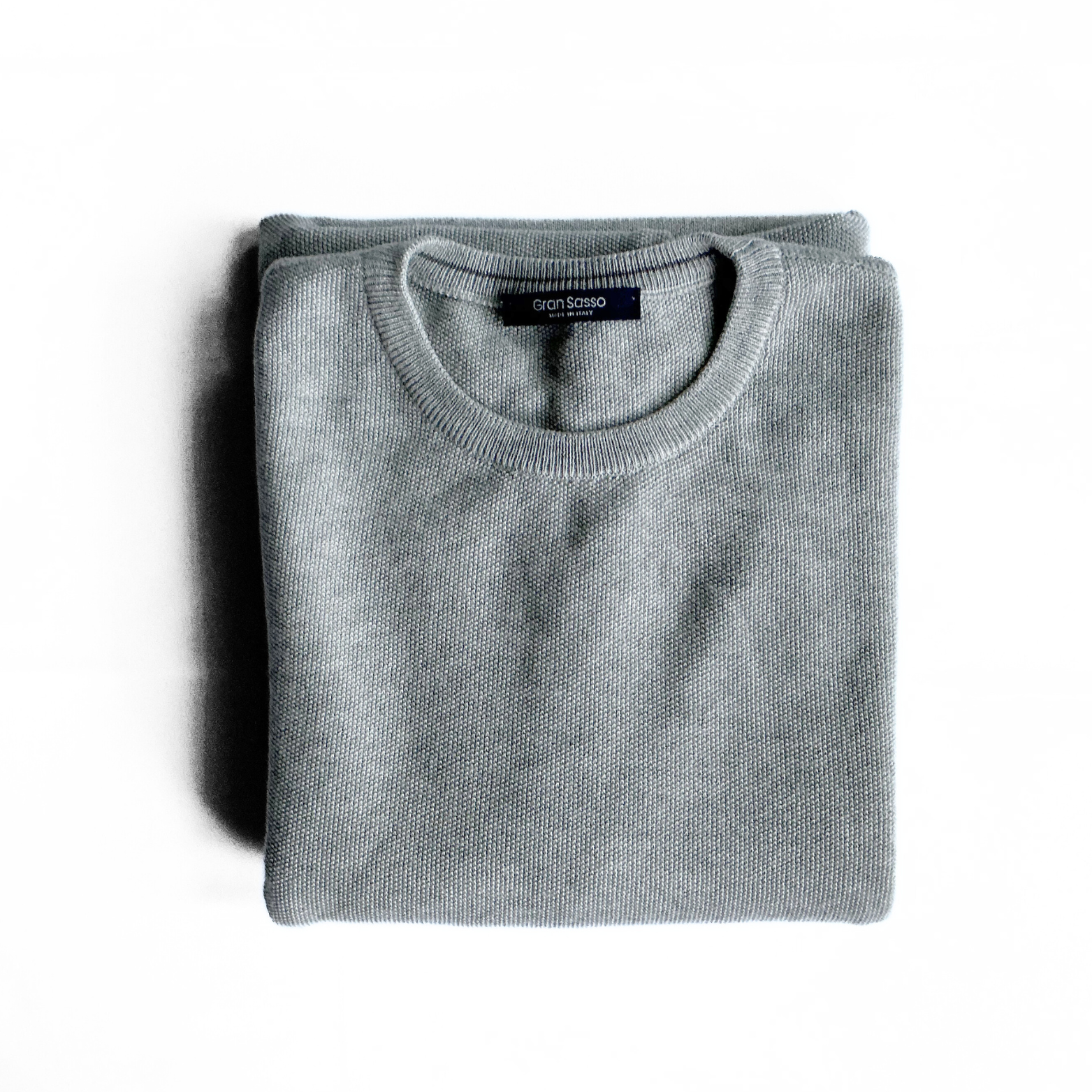 Gran Sasso Ribbed Wool Sweater in Light Grey