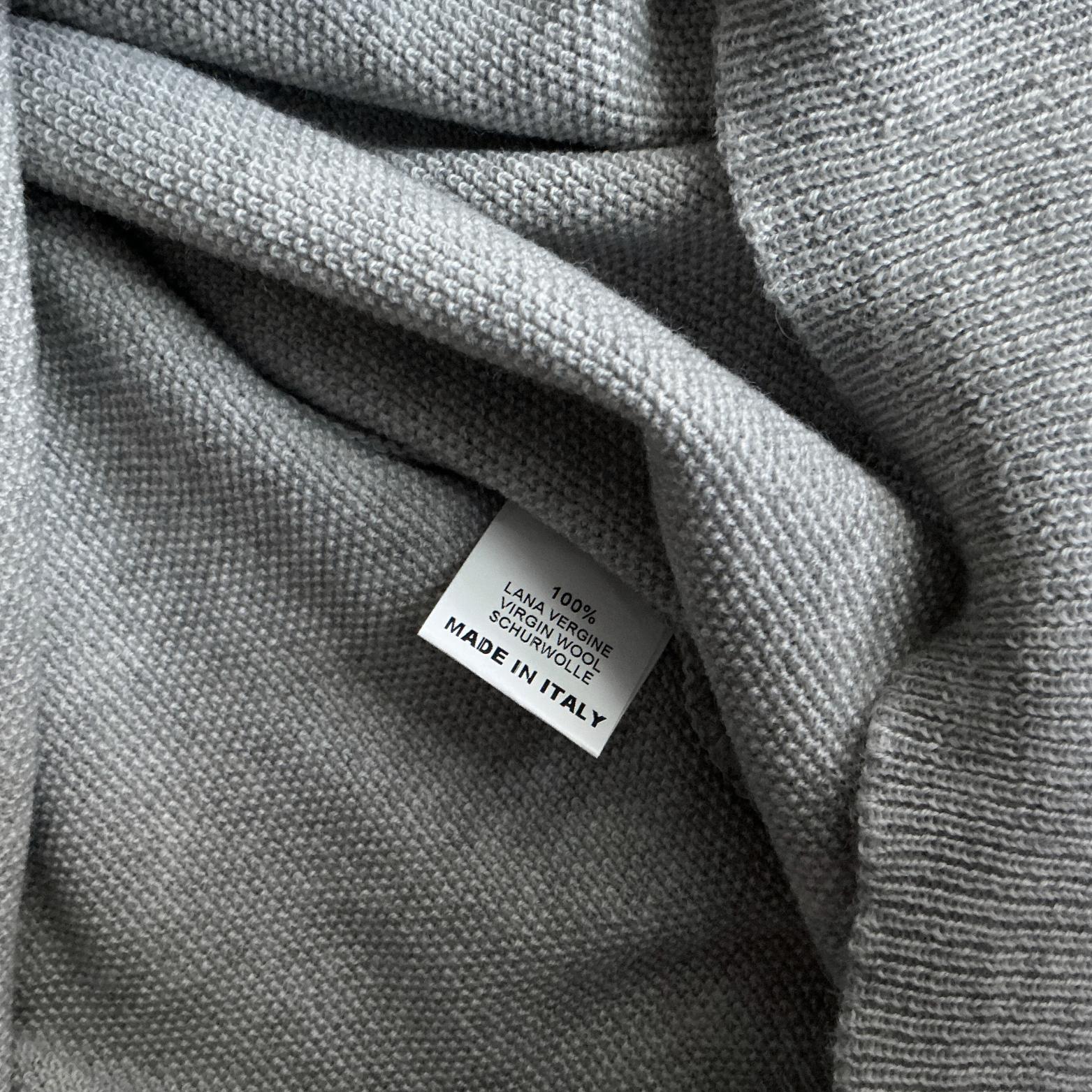 Gran Sasso Ribbed Wool Sweater in Light Grey