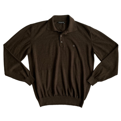Guy Laroche Homme Paris Knitted Polo Shirt in Mahogany Brown