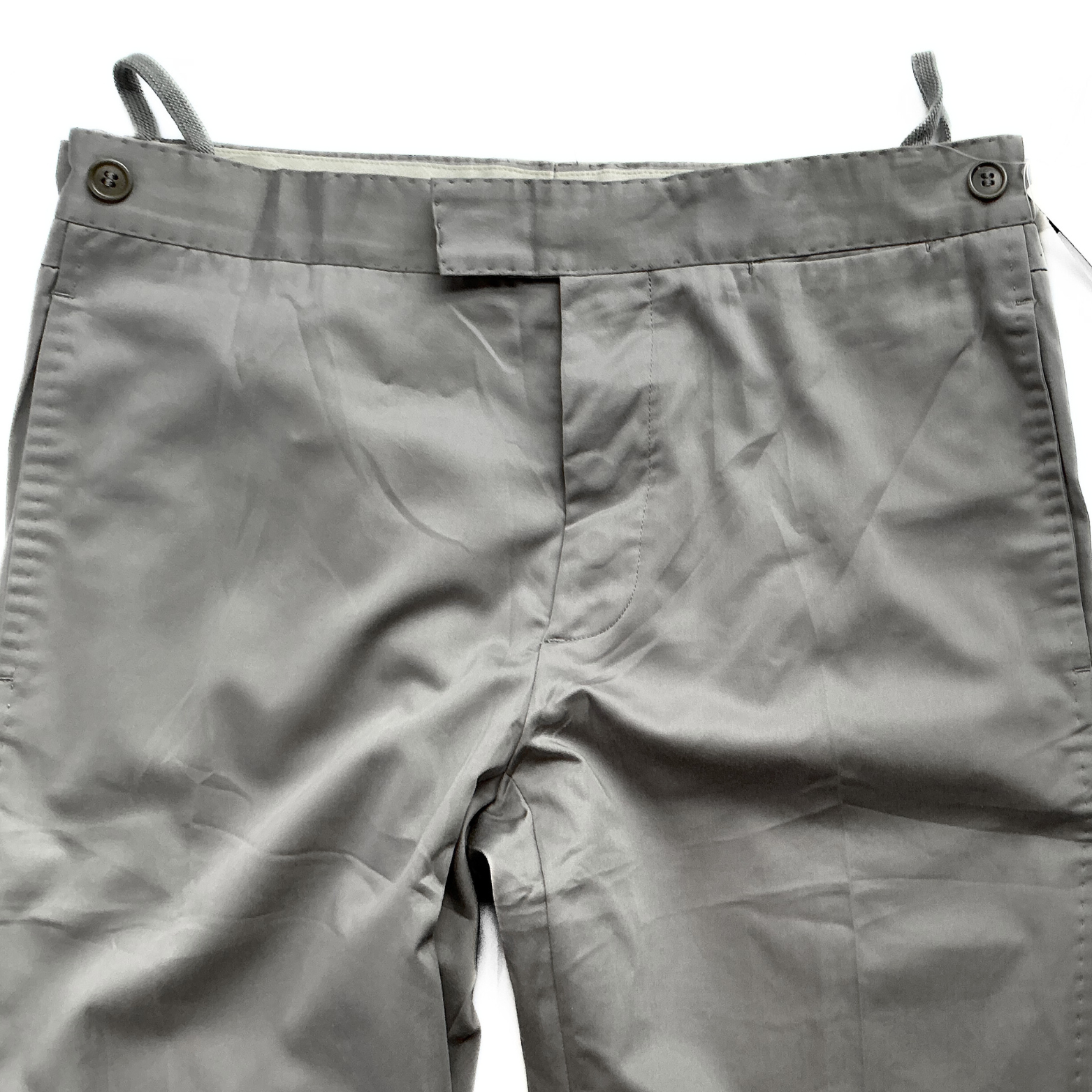 Early 2000s Archive Helmut Lang Retro High Tech Light Chino Pants in Metallic Grey