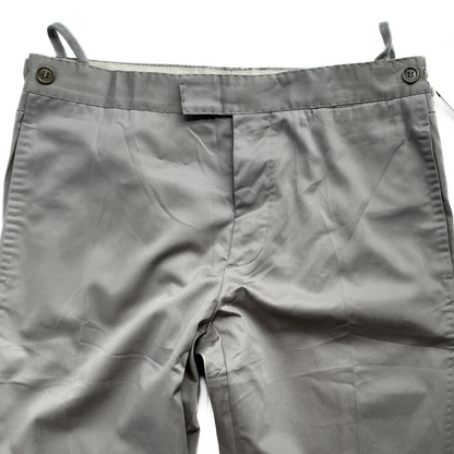 Early 2000s Archive Helmut Lang Retro High Tech Light Chino Pants in Metallic Grey