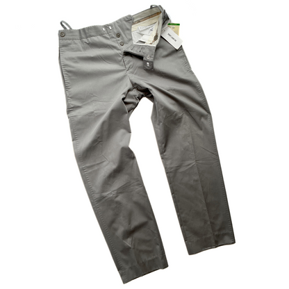 Early 2000s Archive Helmut Lang Retro High Tech Light Chino Pants in Metallic Grey
