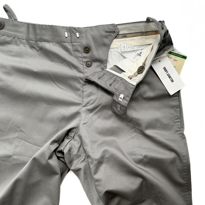Early 2000s Archive Helmut Lang Retro High Tech Light Chino Pants in Metallic Grey