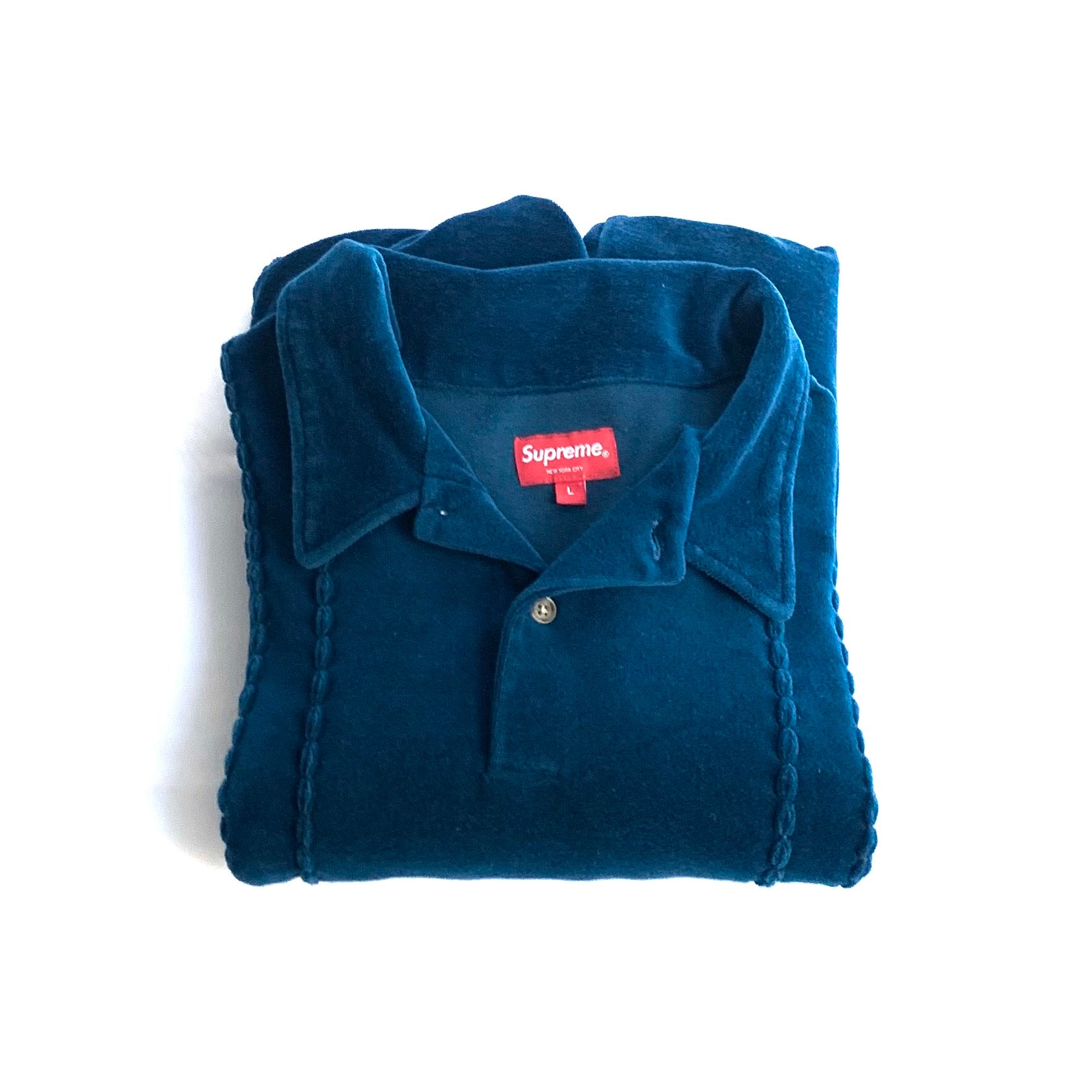 Supreme Velour Velvet Long Sleeve L/S Polo Dark Teal FW17