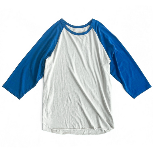Imogene + Willie Raglan Longsleeve T-Shirt in Blue / Cream