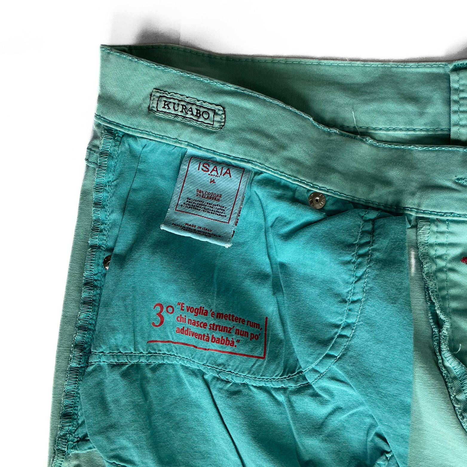Isaia Napoli Kurabo Japanese Denim in Turqoise