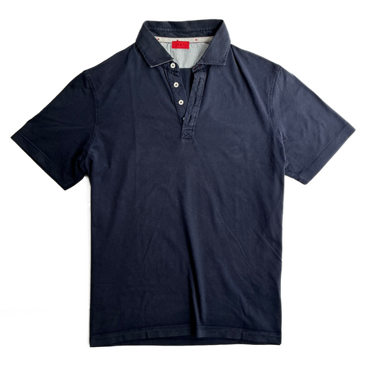 Isaia Napoli Short Sleeve Polo Shirt Navy Made in Italy