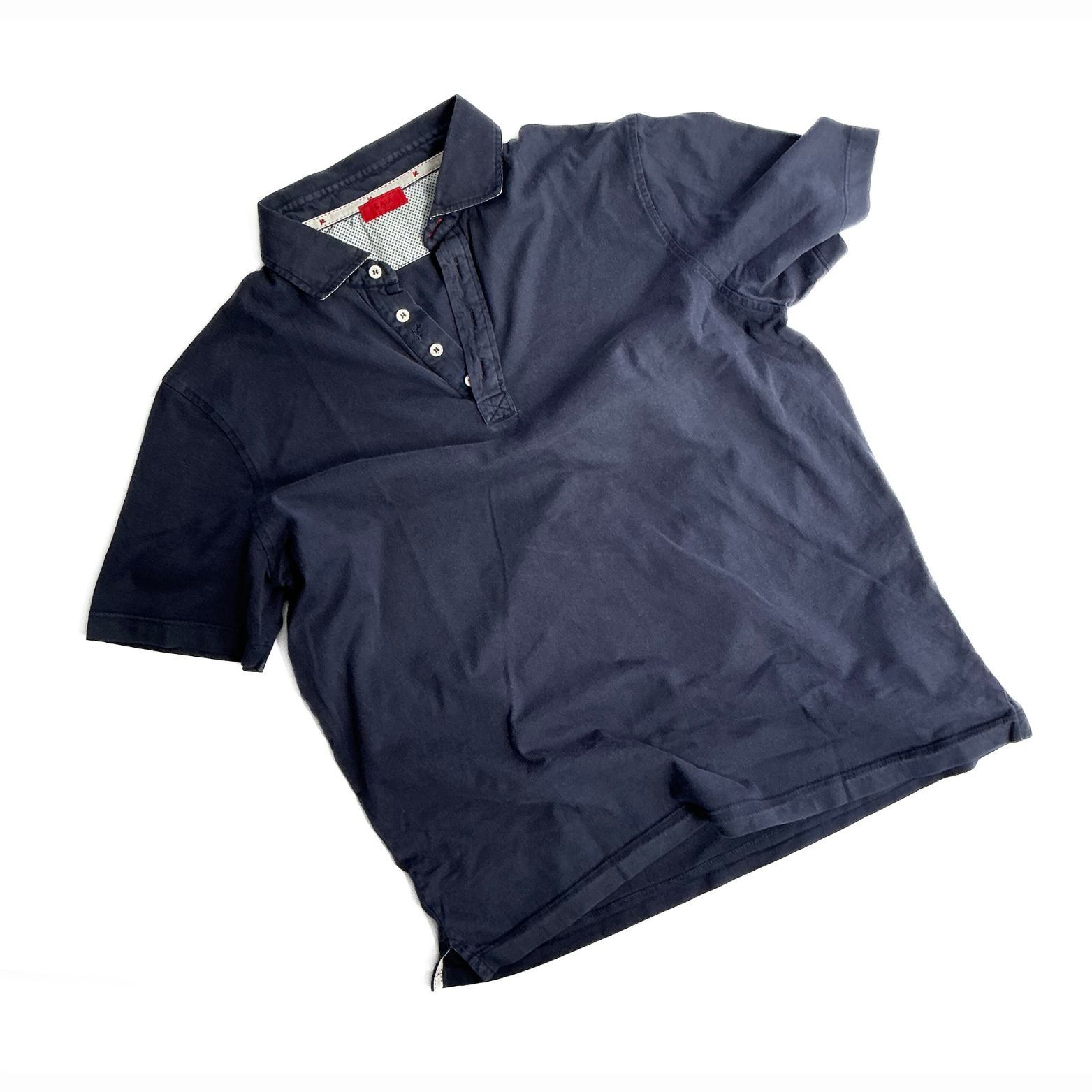Isaia Napoli Short Sleeve Polo Shirt Navy Made in Italy