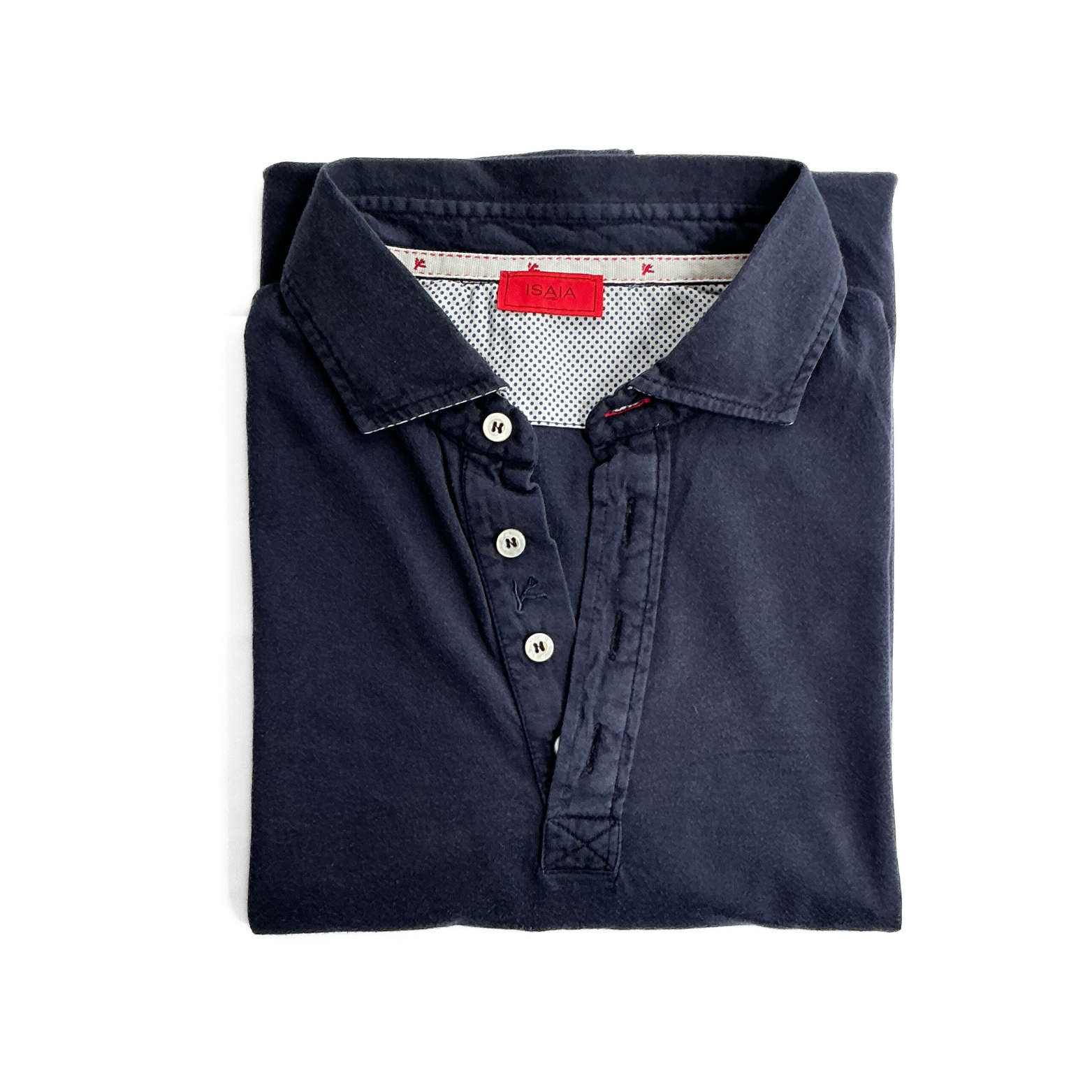 Isaia Napoli Short Sleeve Polo Shirt Navy Made in Italy