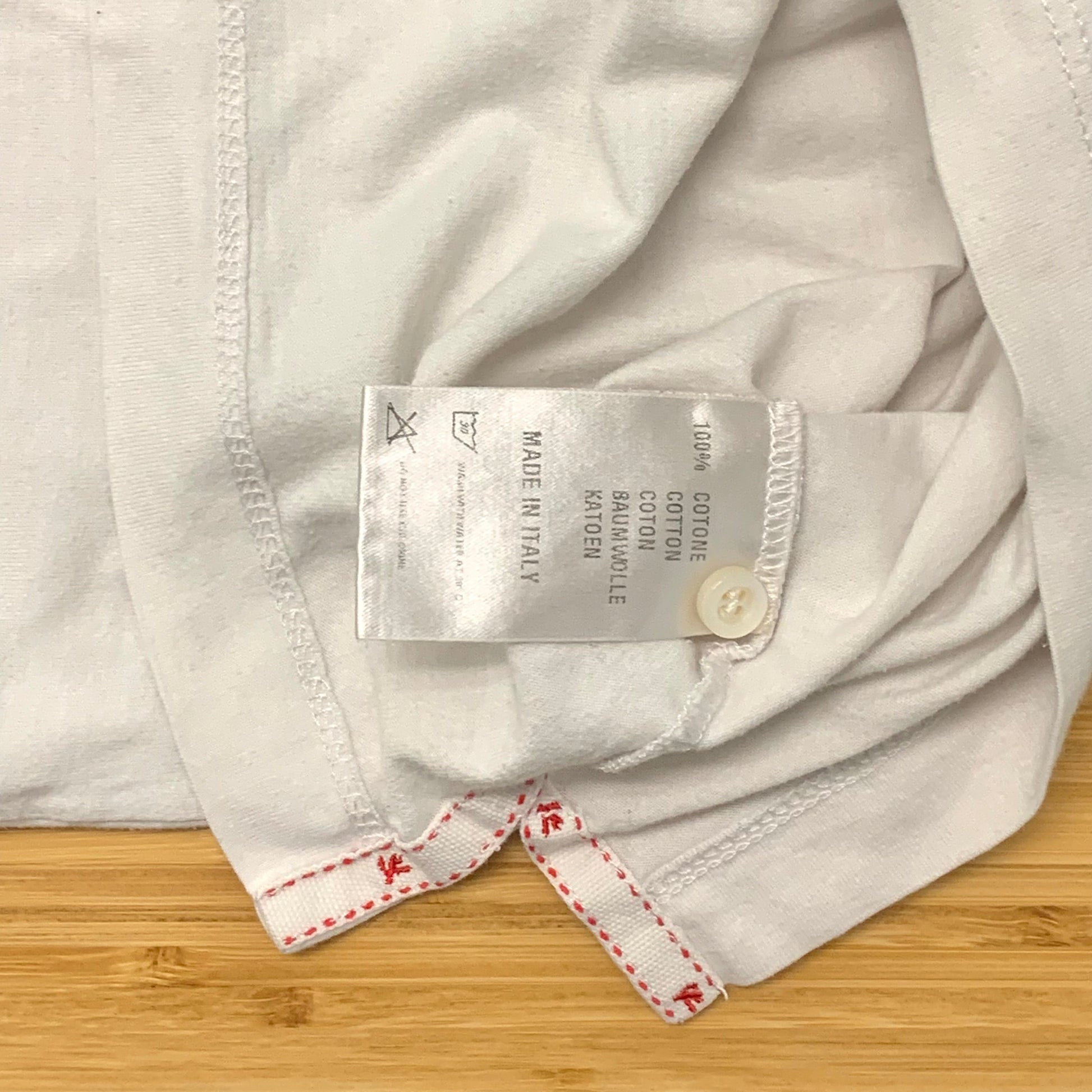 Isaia Napoli Short Sleeve Polo Shirt White Discount Folded Made in Italy Tag Detail