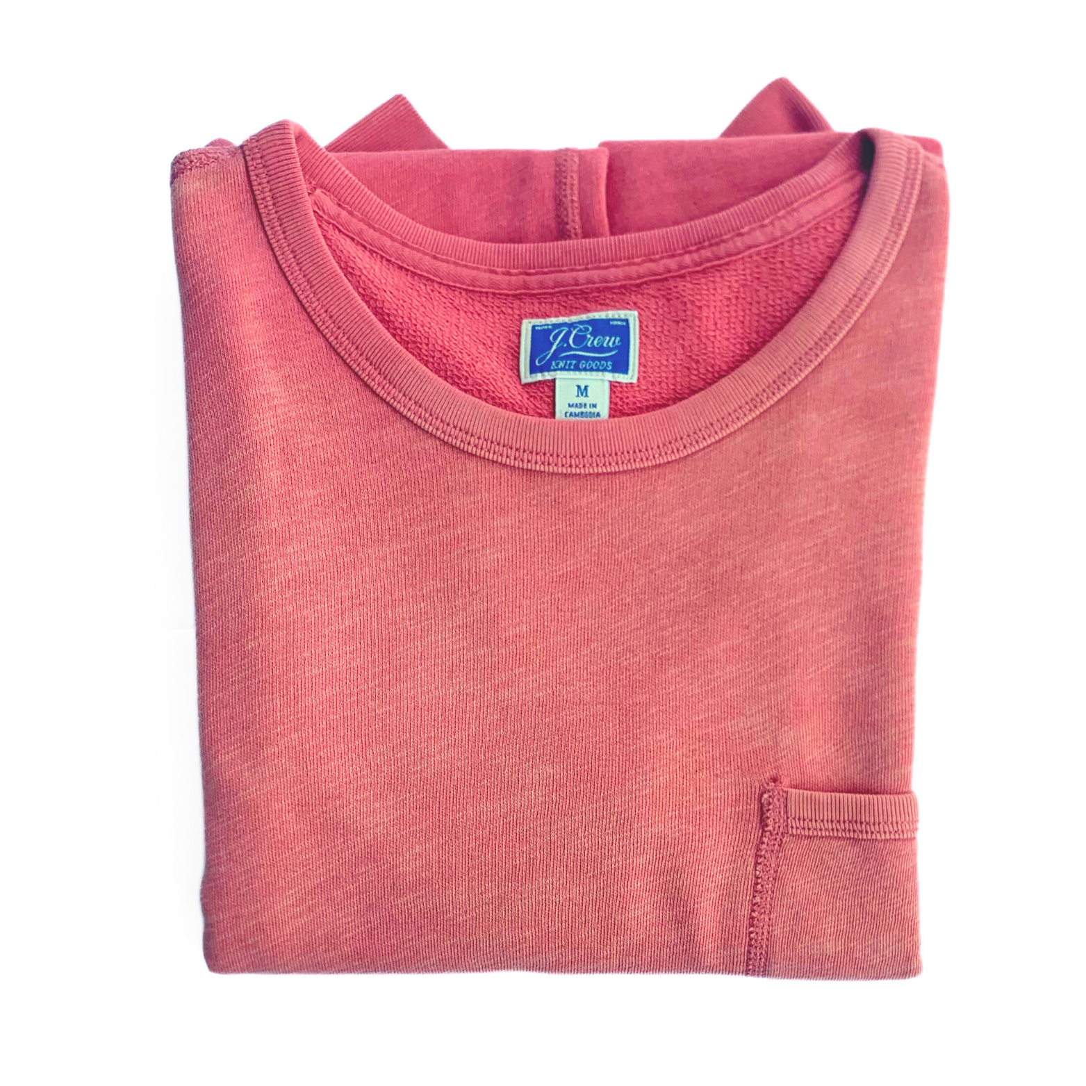 J.Crew Lightweight sunfaded red french terry pocket sweatshirt 