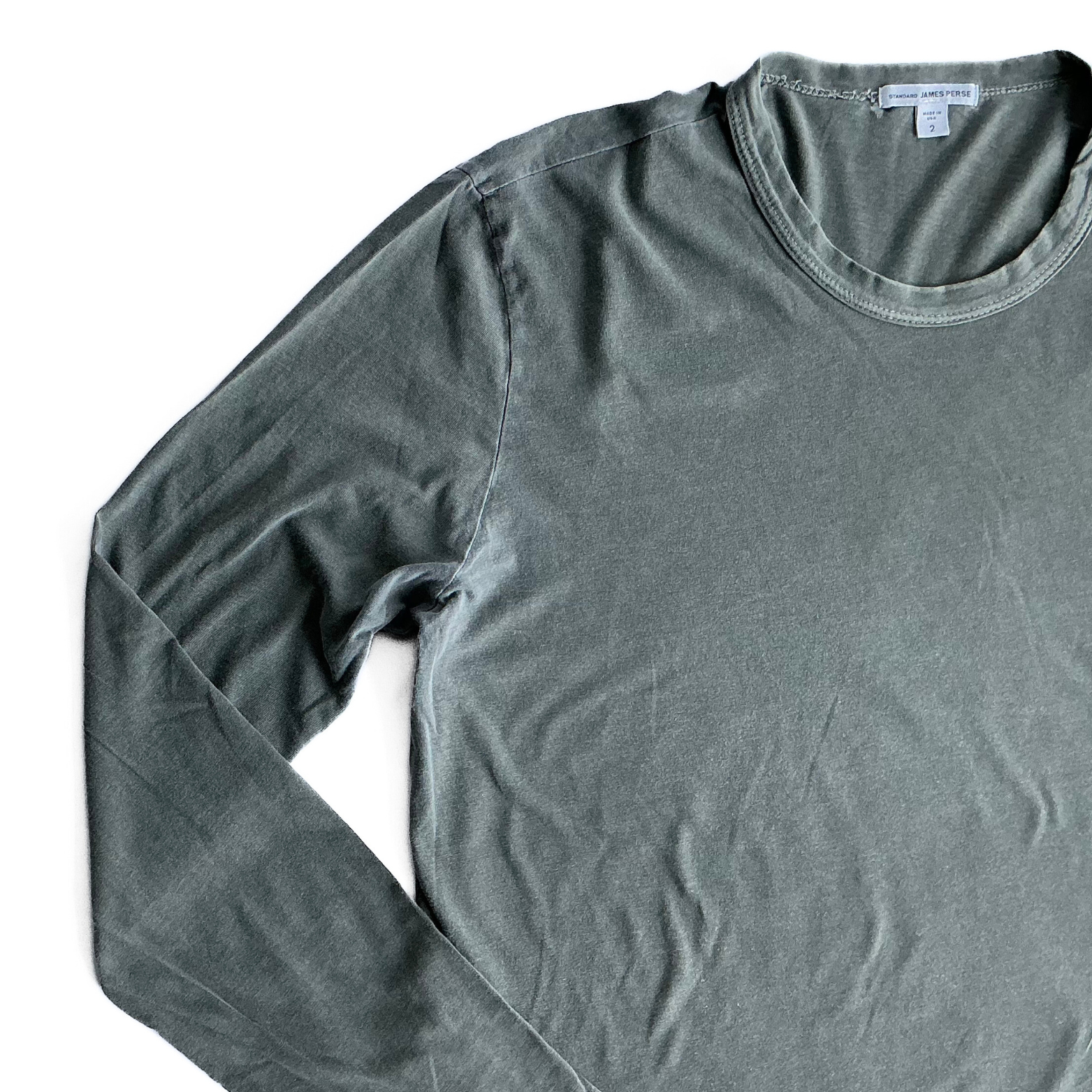 James Perse Longsleeve T Shirt in Military Green