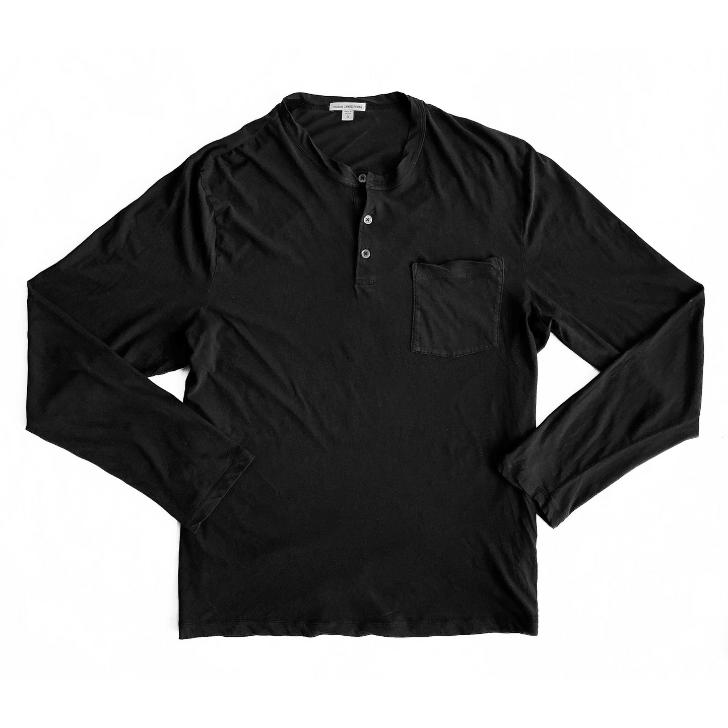 James Perse Pocket Henley T Shirt in Black