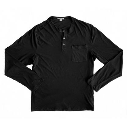 James Perse Pocket Henley T Shirt in Black