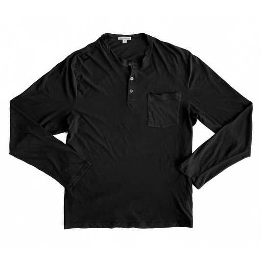 James Perse Pocket Henley T Shirt in Black