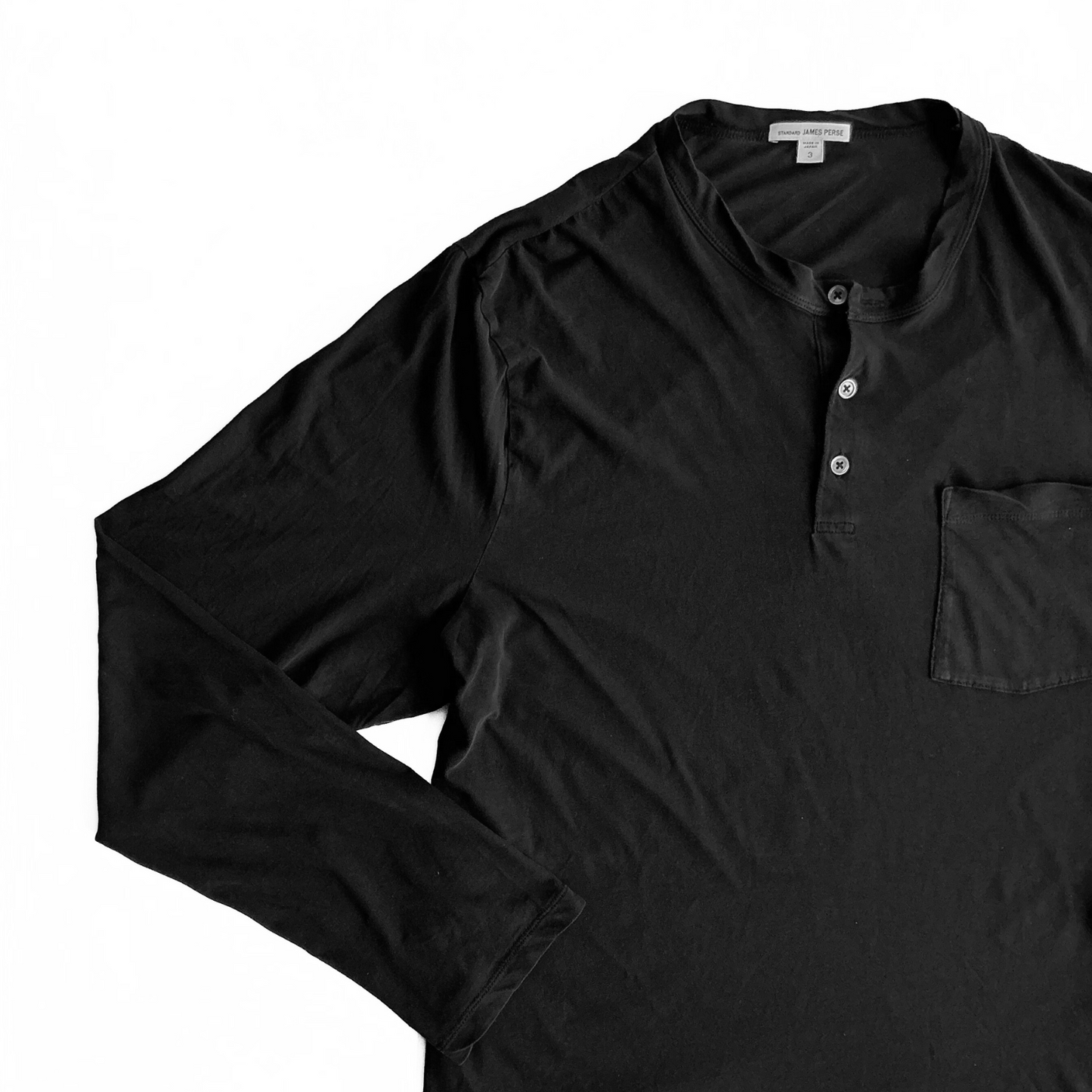 James Perse Pocket Henley T Shirt in Black