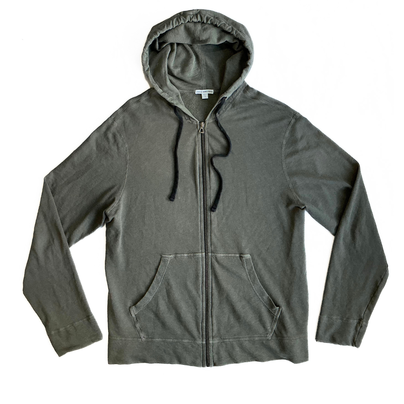 James Perse Terry Cloth Hooded Sweatshirt in Military Green