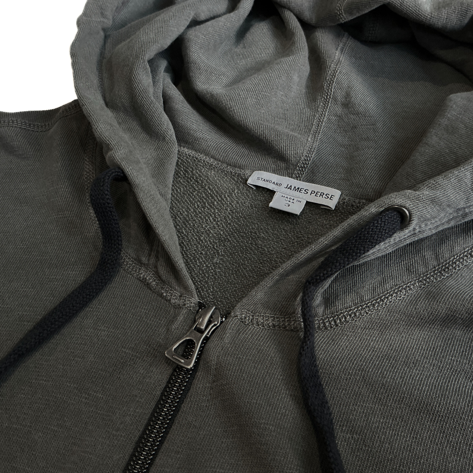 James Perse Terry Cloth Hooded Sweatshirt in Military Green