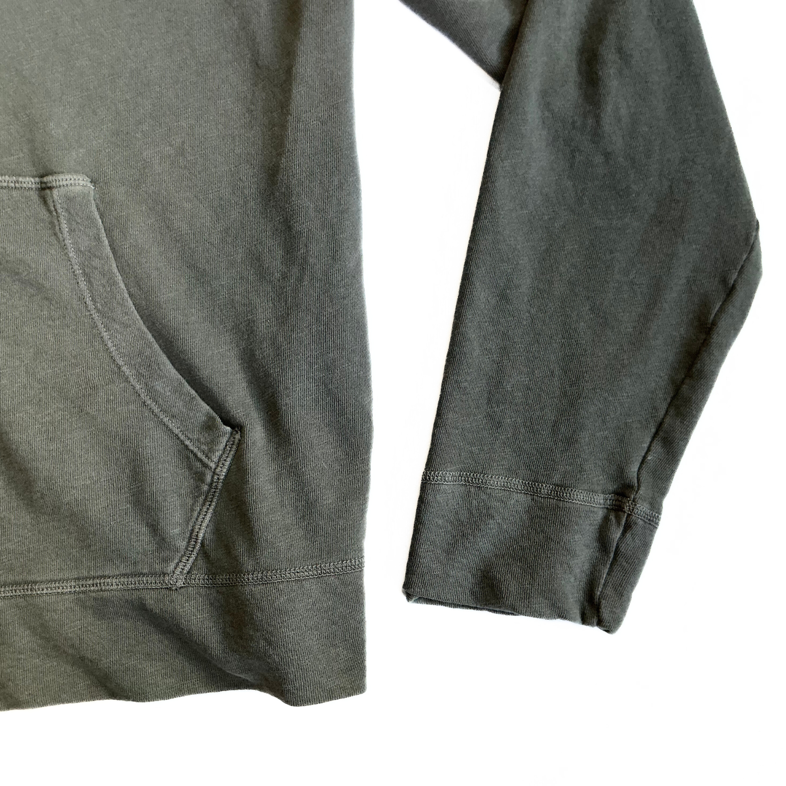 James Perse Terry Cloth Hooded Sweatshirt in Military Green