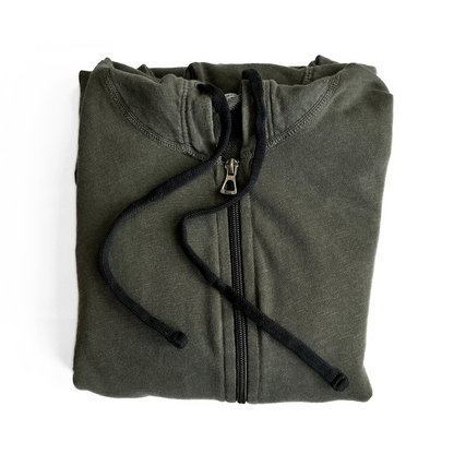 James Perse Terry Cloth Hooded Sweatshirt in Military Green