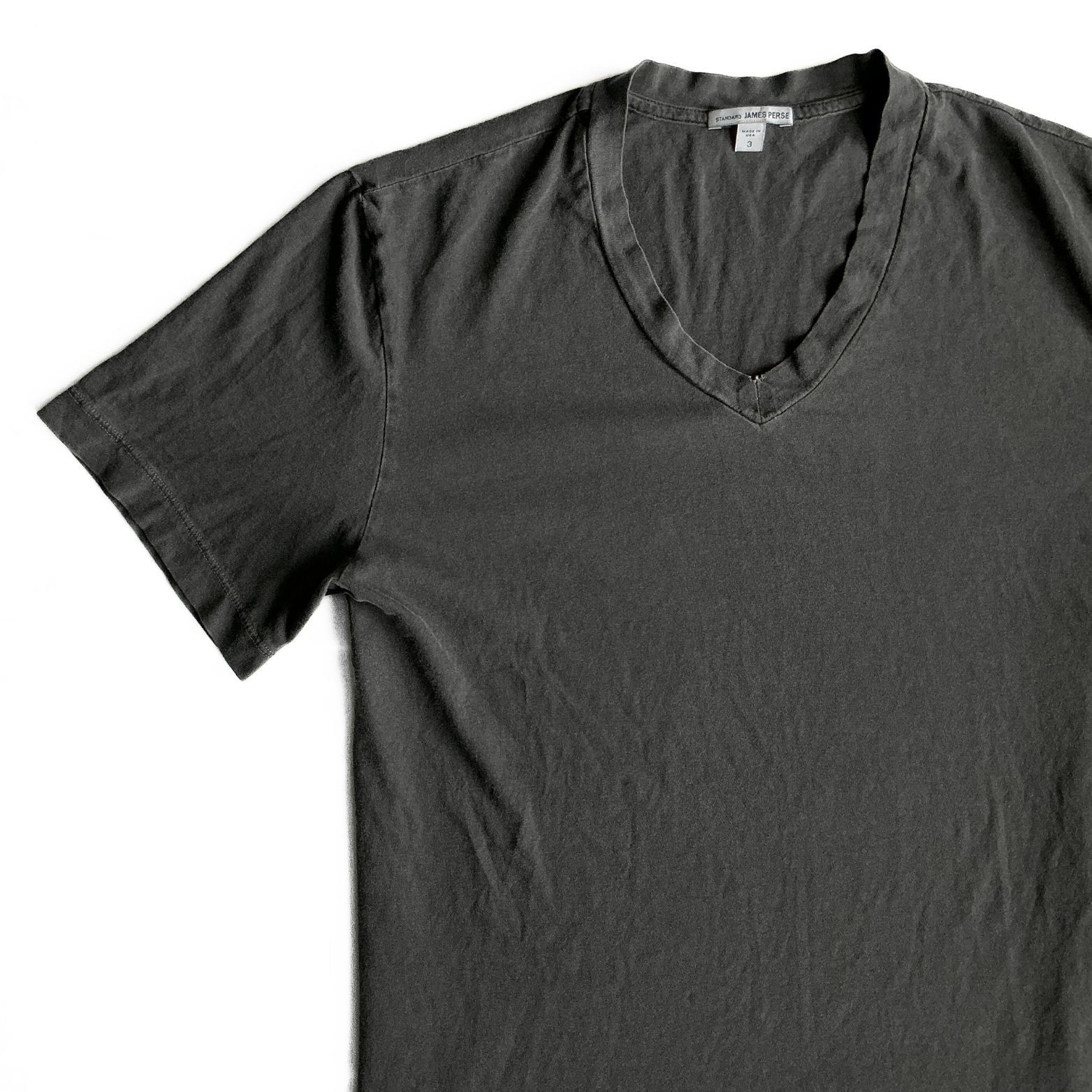 James Perse V Neck T Shirt in Iron Grey