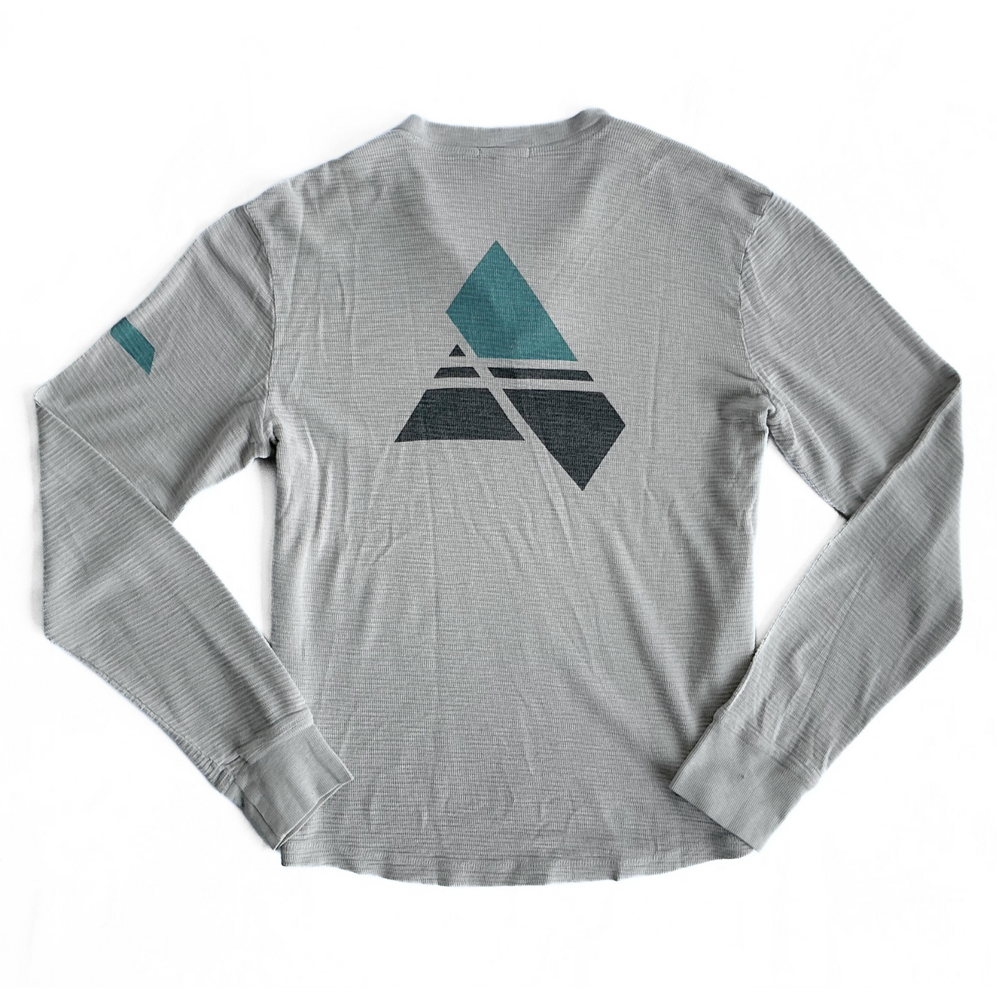 James Perse Waffle Henley T-Shirt in Grey / Navy / Turqoise
