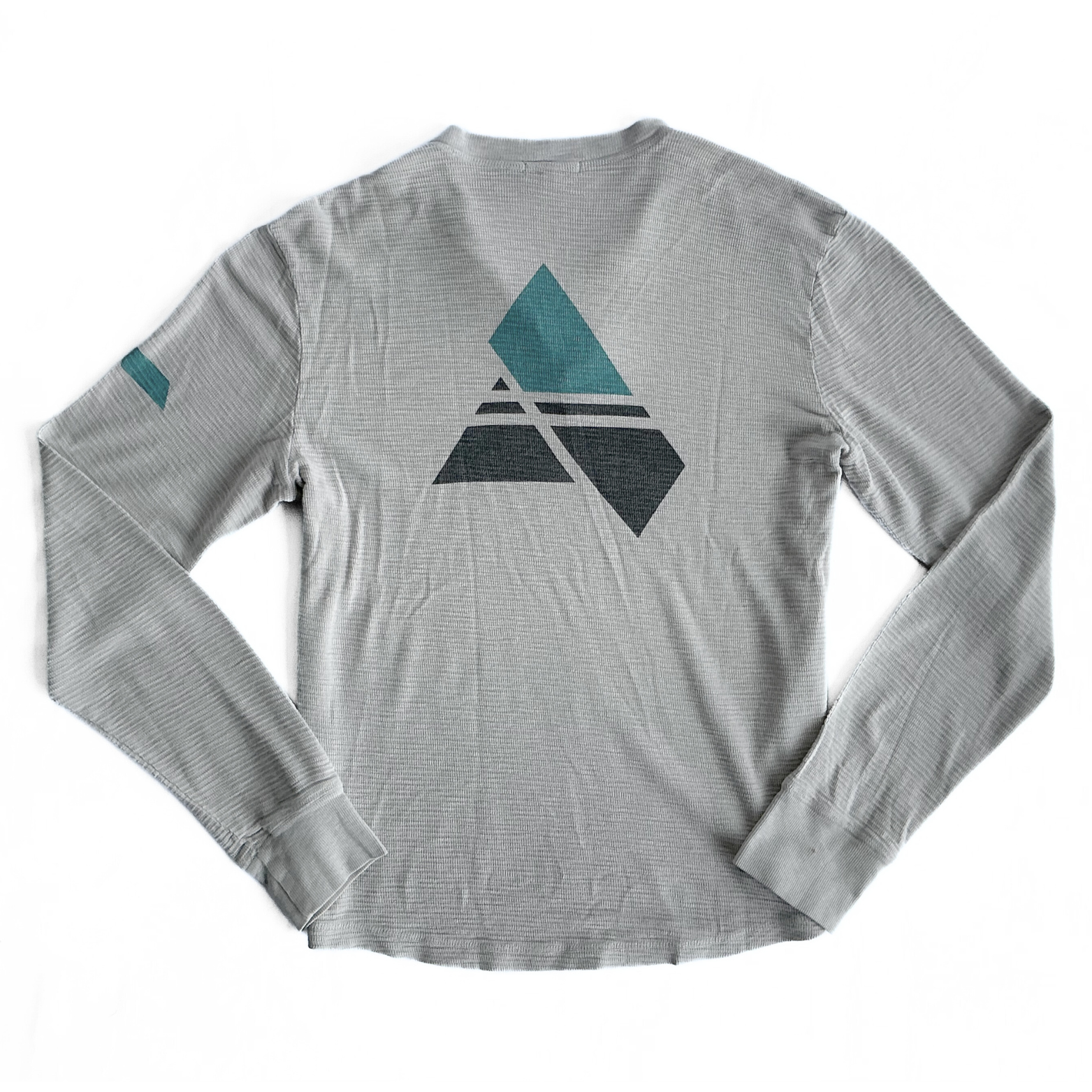 James Perse Waffle Henley T-Shirt in Grey / Navy / Turqoise
