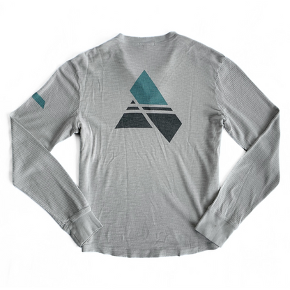 James Perse Waffle Henley T-Shirt in Grey / Navy / Turqoise