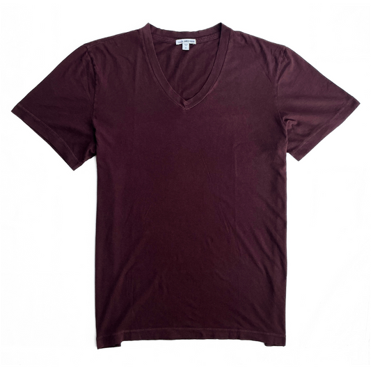 James Perse V Neck T Shirt Burgundy / wine / red