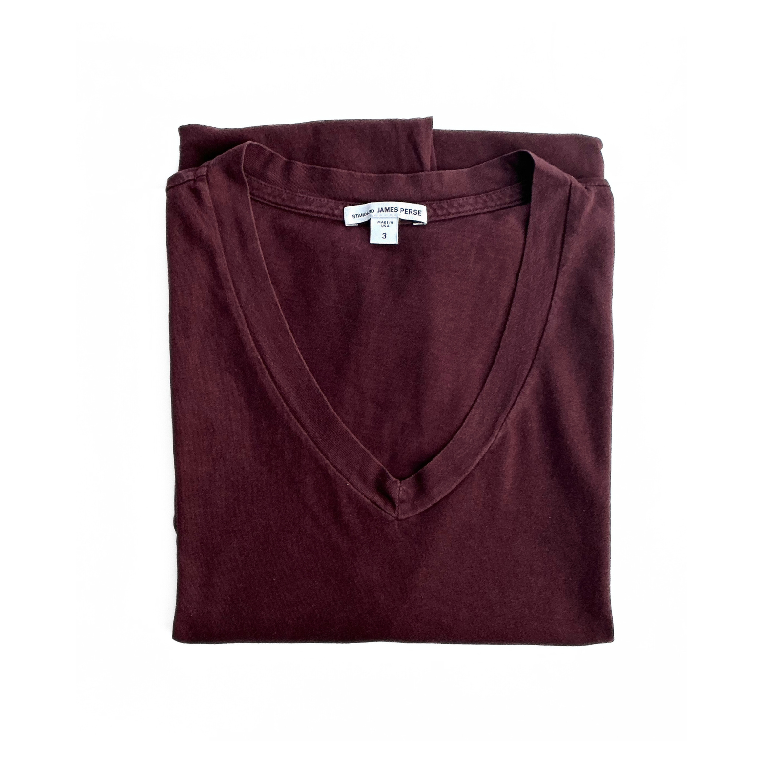 James Perse V Neck T Shirt Burgundy / wine / red