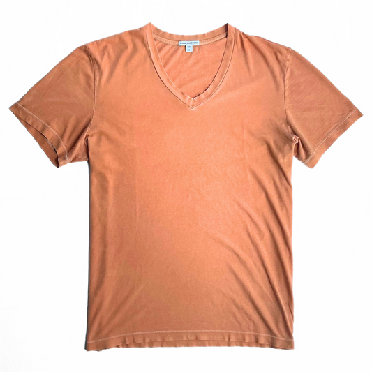 James Perse V Neck T Shirt Sun-faded Terracotta Orange