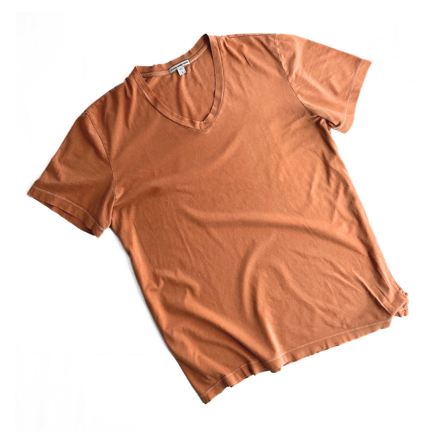 James Perse V Neck T Shirt Sun-faded Terracotta Orange