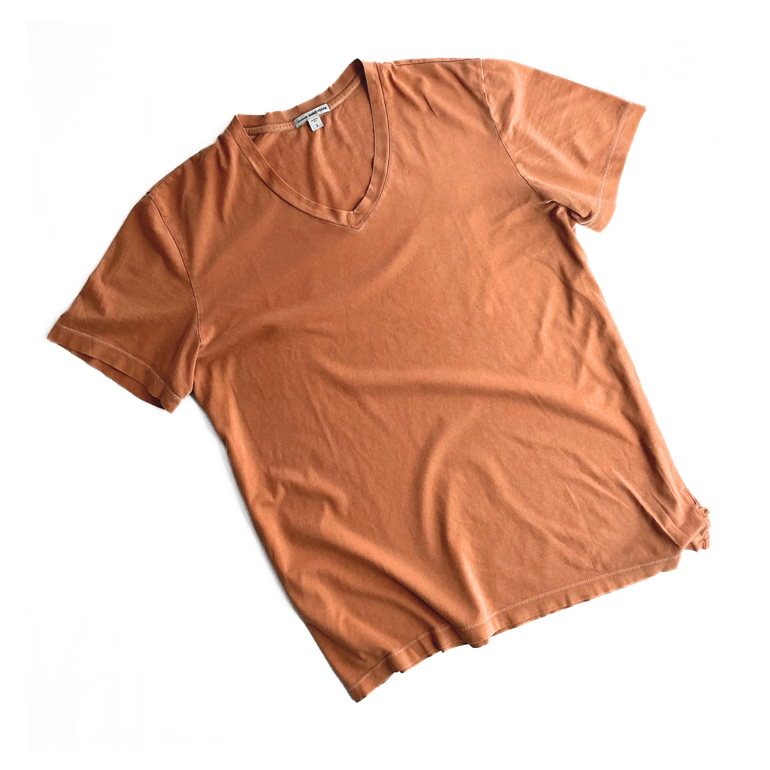 James Perse V Neck T Shirt Sun-faded Terracotta Orange