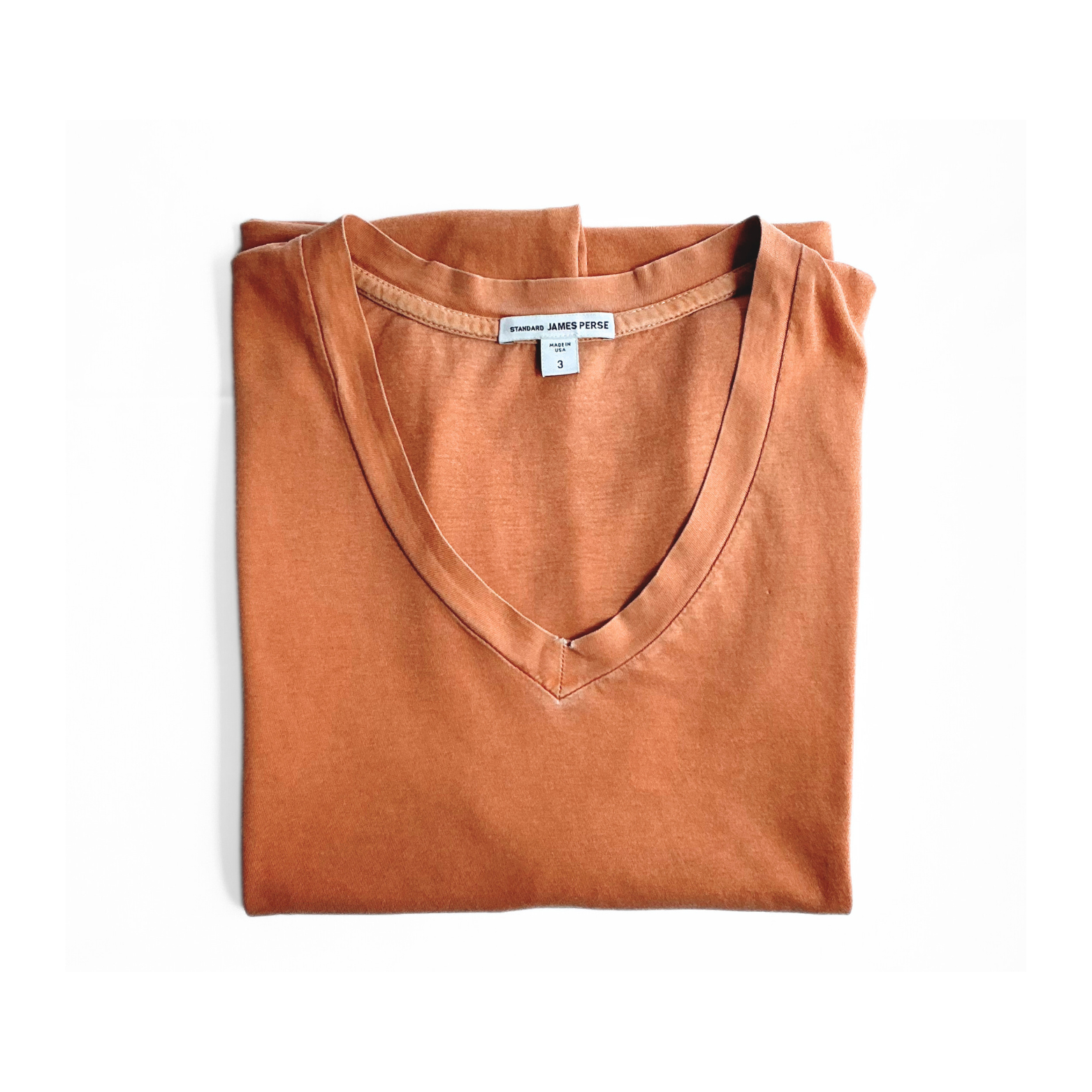 James Perse V Neck T Shirt Sun-faded Terracotta Orange