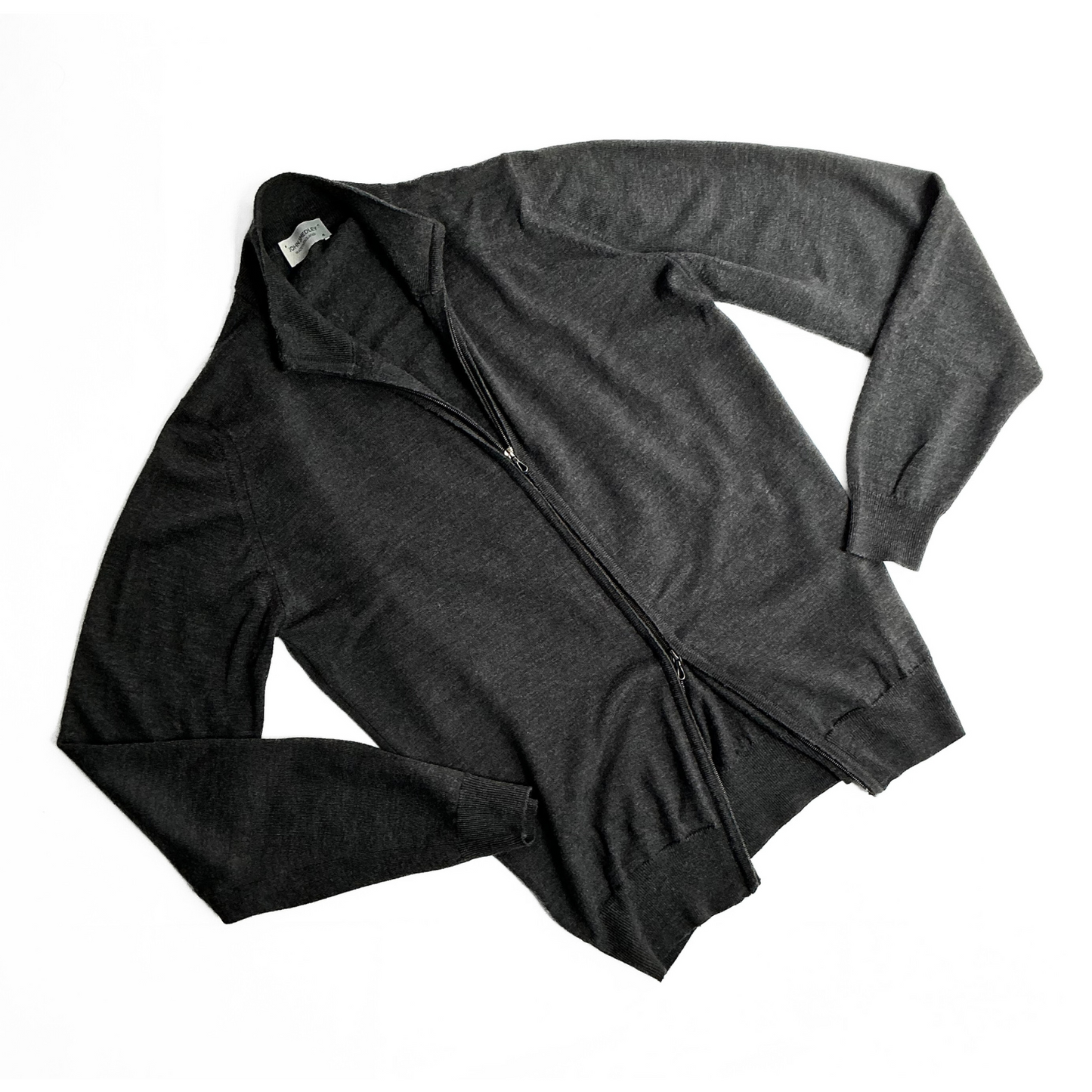 John Smedley Full Zip Sweater Charcoal Grey Made in England