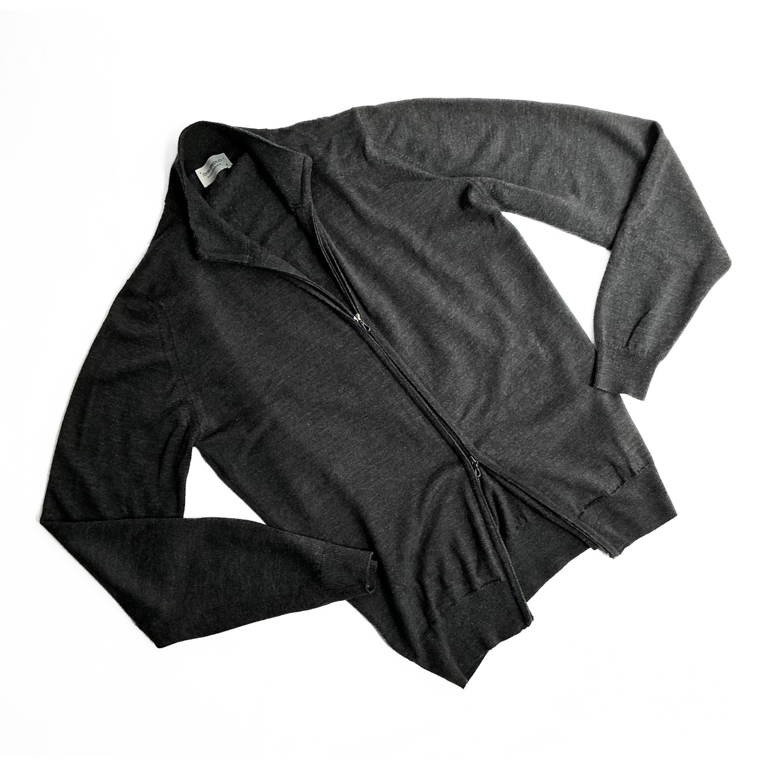 John Smedley Full Zip Sweater Charcoal Grey Made in England