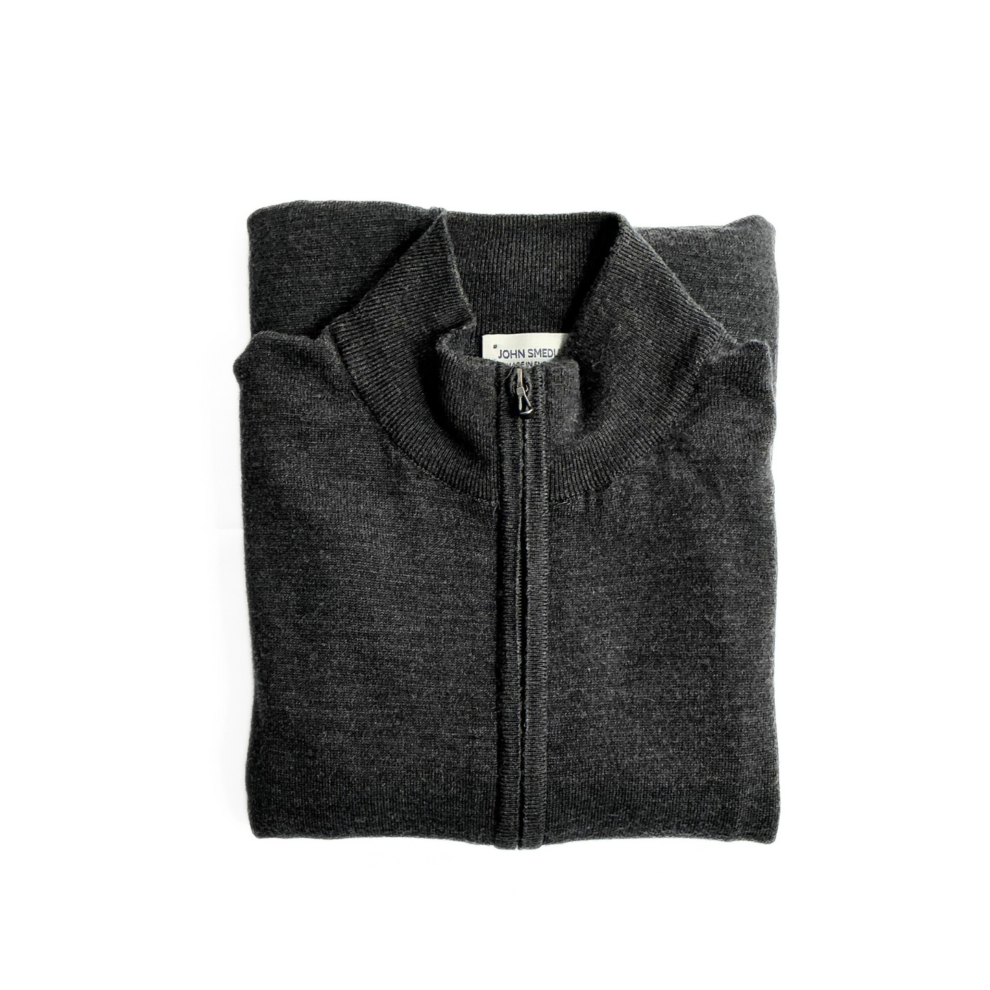 John Smedley Full Zip Sweater Charcoal Grey Made in England