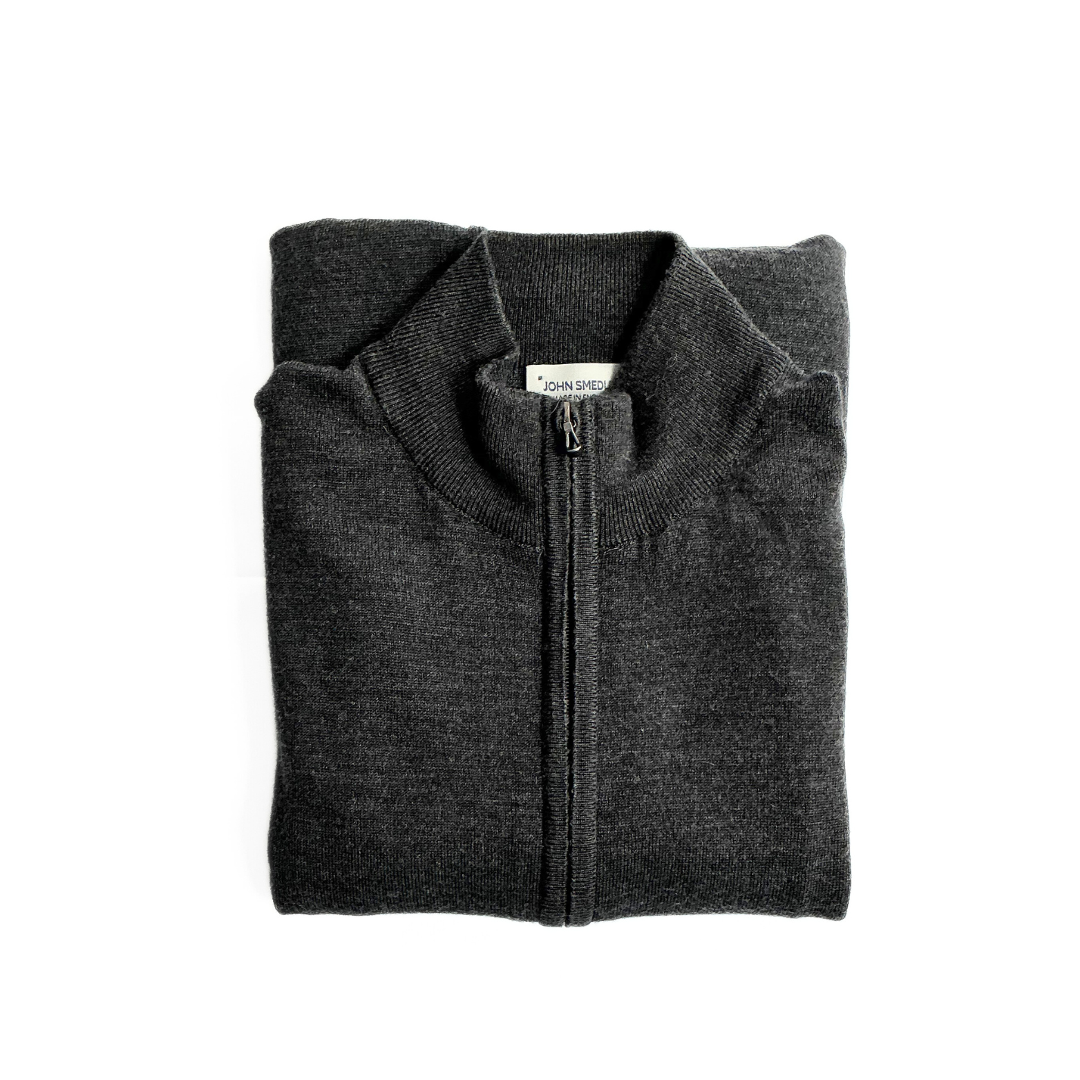 John Smedley Full Zip Sweater Charcoal Grey Made in England
