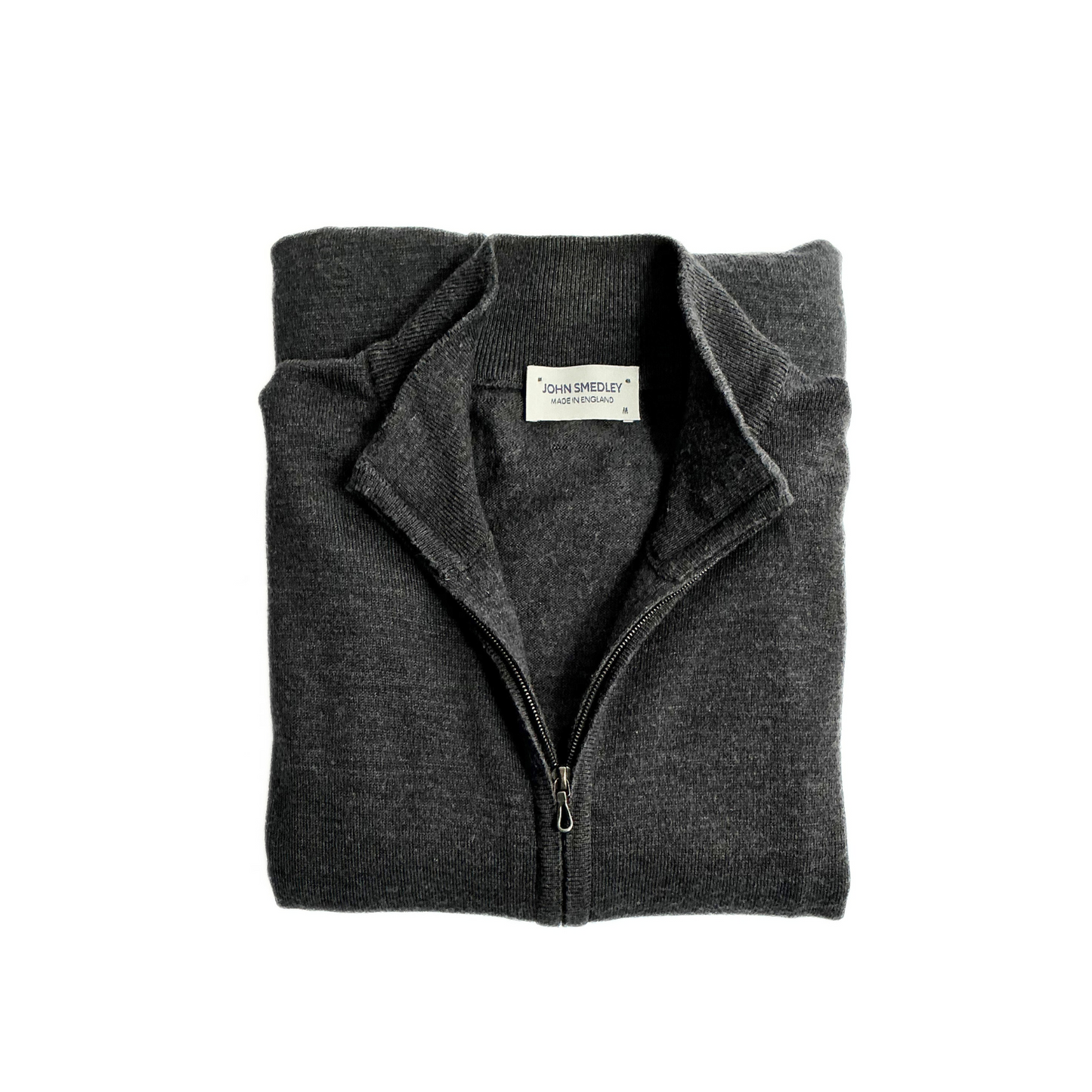 John Smedley Full Zip Sweater Charcoal Grey Made in England